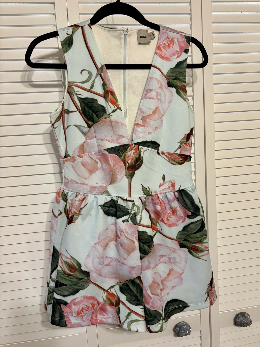 ASOS Light Blue Floral Sleeveless V-Neck Romper